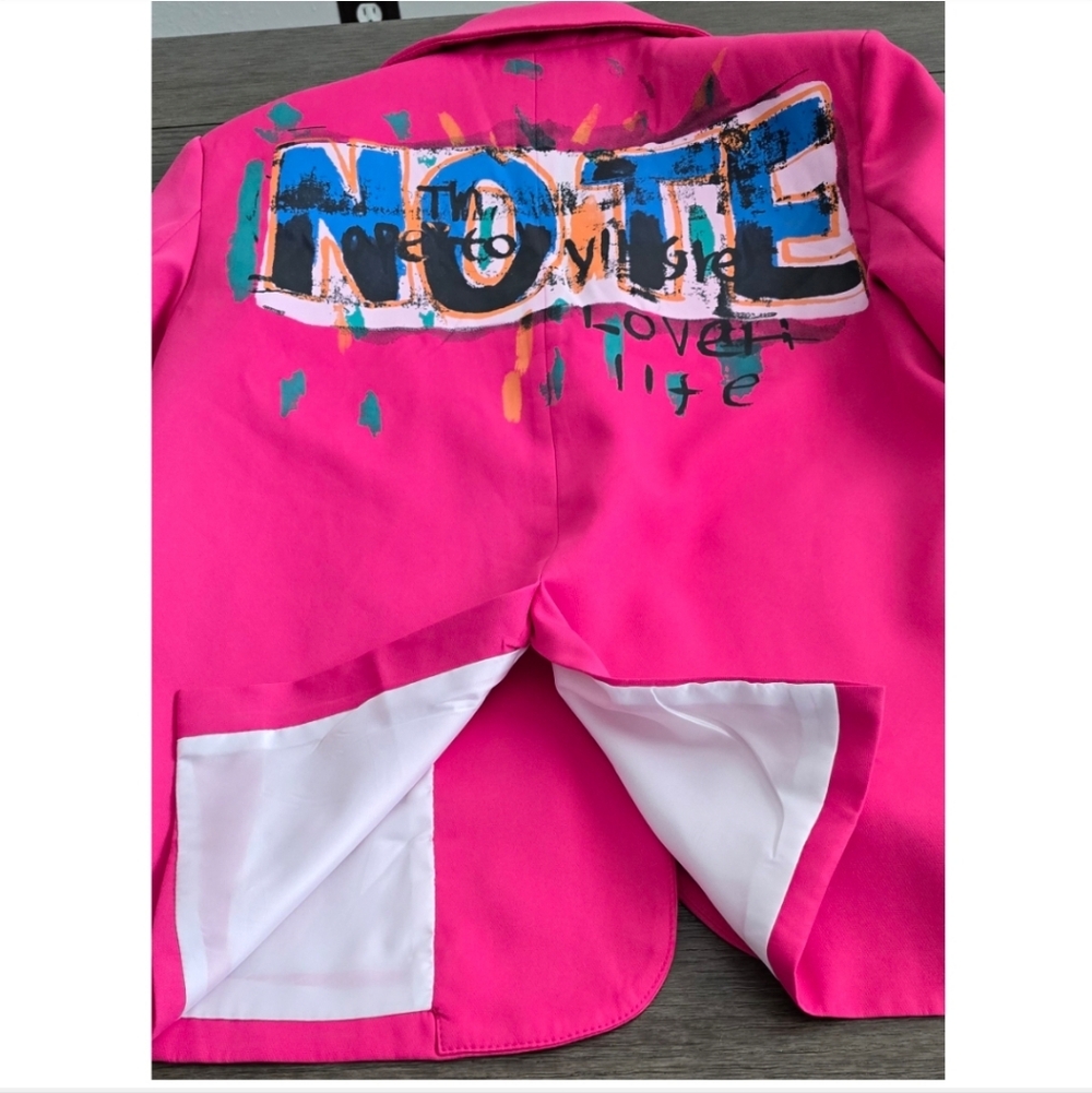 Ma Chérie Virbart Pink Graffiti Blazer, Size M - Picture 12 of 16